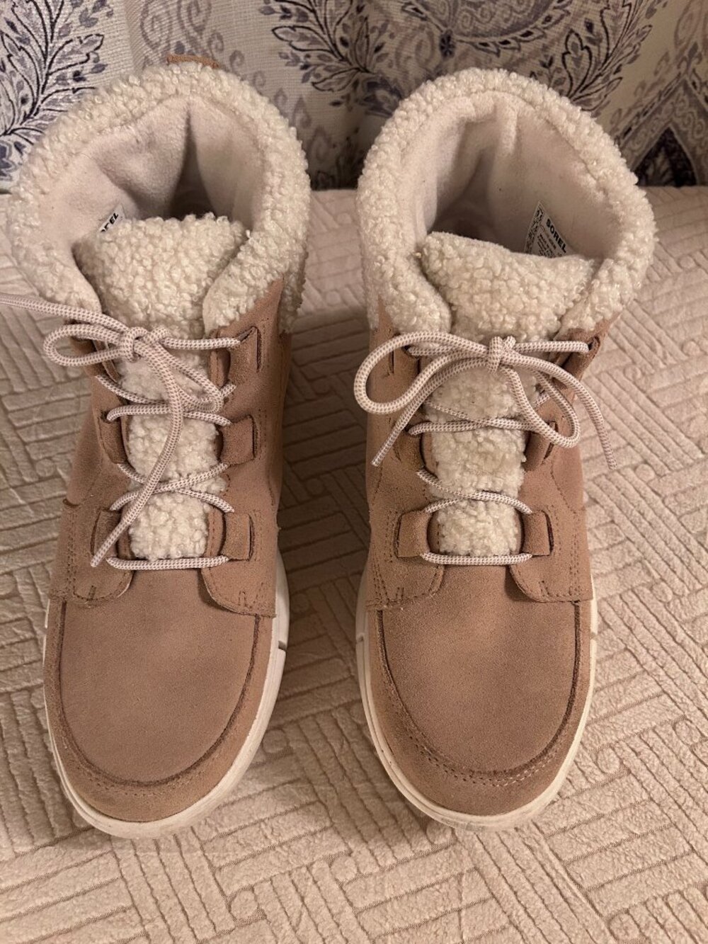 SOREL Explorer II Carnival Cozy Waterproof Boots-Tan/Fleece-Size 9.5 LIKE NEW